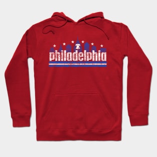 RETRO PHILLY SKYLINE RED WHITE AND BLUE PHILADELPHIA FAN Hoodie